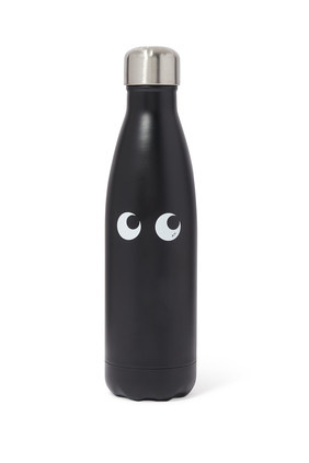 زجاجة ماء ستانليس ستيل بنقشة عيون وشعار الماركة